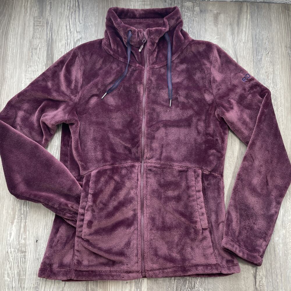 Roxy Tundra Fleece Fleece Purple Prune Wine Full Zip Mock Neck Womens Large